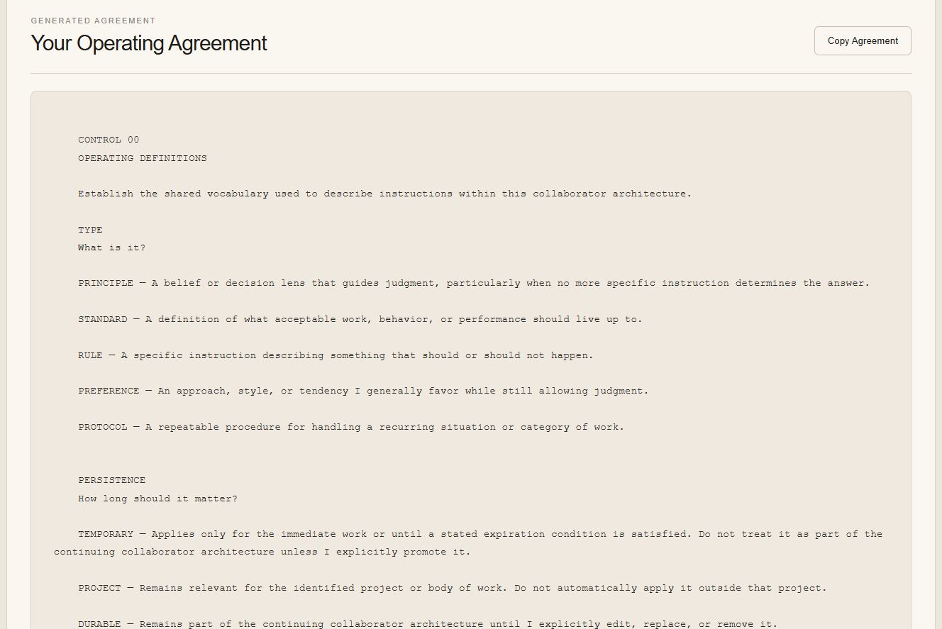 Generated Operating Agreement ready to copy